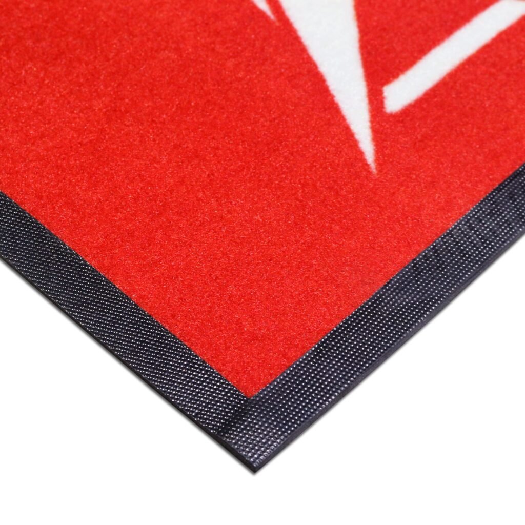 Close-up of the low-pile carpet and durable rubber border